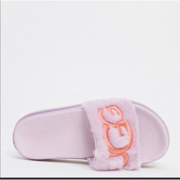 UGG Laton fluffy platform fur slides pink/purple shoes - Picture 5 of 11